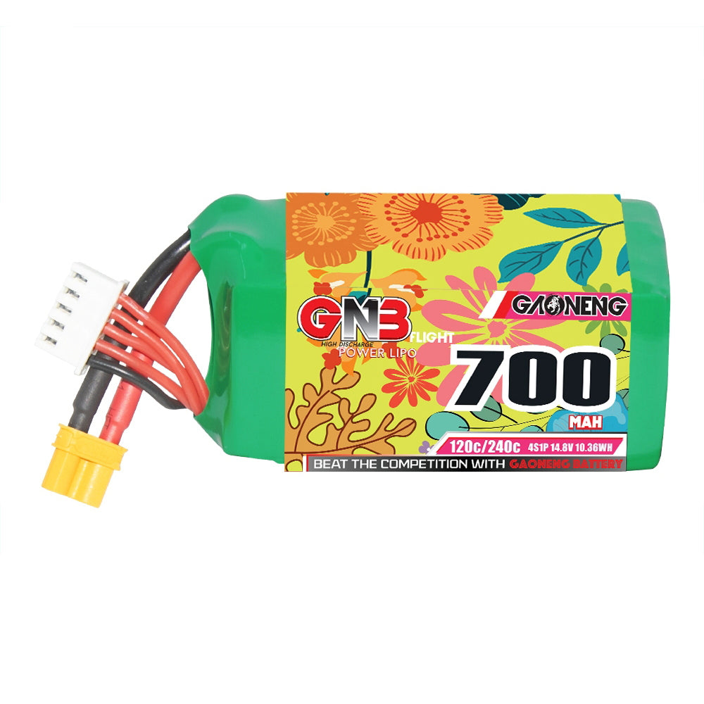 LinkMejor GNB 14.8V 700mAh 120C 4S LiPo Battery XT30 Plug for Cinelog25 V2 2.5 to 4 Inch RC FPV Racing Drone