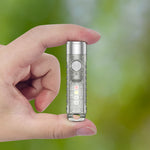 LinkMejor S11-2 400LM Mini Keychain Flashlight USB-C Rechargeable Small EDC Light IP66 Waterproof Magnetic Tail UV Light for Outdoor Emergency Work Lamp