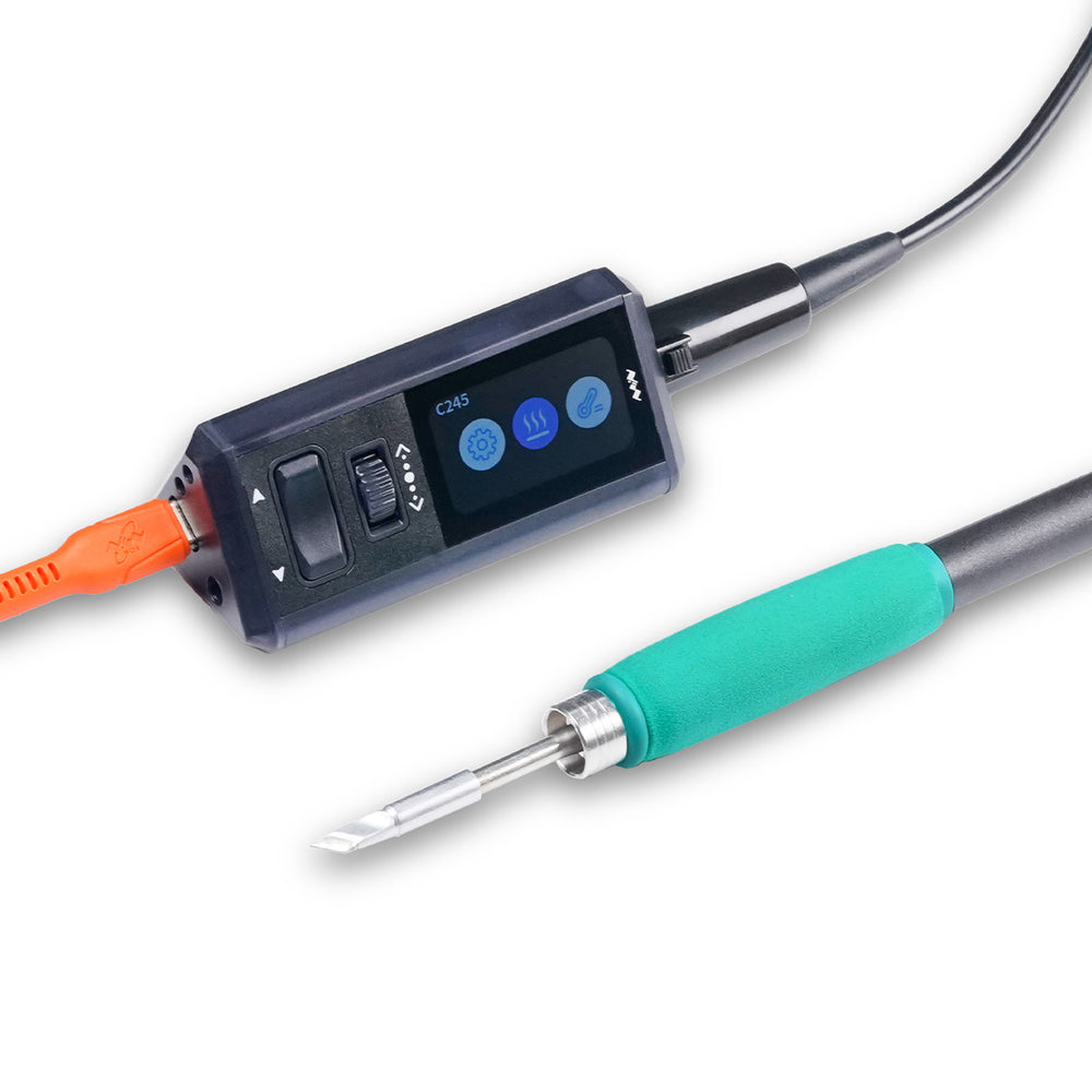 TS1M Multi Function Mini Soldering Station 200W Max Power 100 450°C Adjustable Temperature USB Type C DC Interface Portable Compact Design PID Temperature Control Professional Electronics Tool