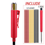 3-in-1 Carpenter Pencil Set Long Nose 44mm Deep Hole Marker Built-in Sharpener Pocket Clip 12 Leads Construction Woodworking DIY Tool