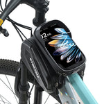 LinkMejor Bicycle Front Frame Separable Organizer Bag Waterproof Touch Screen Cycling Bag Triple Hoop Loop Fastening Bike Tube Bag for MTB Road