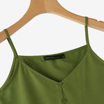 LinkMejor Womens Spaghetti Strap Camisole Summer Tank Tops V Neck Casual Slip Blouse Streetwear