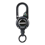 LinkMejor Retractable Microphone Hanger Carabiner Keychain Retractable Cord Outdoor Easy Pull Clip with Mini Compass for Fishing Backpack Keys