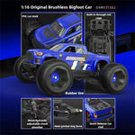 LinkMejor 1610 PRO RTR 1/16 2.4G 4WD 65km/h Brushless RC Car LED Light Full Proportional Off-Road Climbing Truck High Speed Large Foot Remote Control Vehicles Models Oil Filled Shocks Metal Dogbone Toys