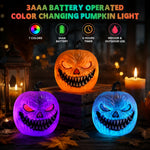 Elfeland Halloween LED Lantern Light Voice-Activated Electric Ambience Pumpkin Night Lamp for Indoor Outdoor Holiday Decoration
