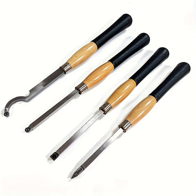 4pcs Woodworking Chisels Set Woodturning Carbide Lathe Tools Lathe Roughing and Finishing Hollow Tool