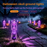 Elfeland Solar Skeleton Ground Stake Light LED Auto On/Off Sensor Waterproof Plug&Play Halloween Ambient Lamp for Outdoor Garden Yard Pathway Decoration