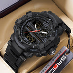 LinkMejor Men's Dual Display Sports Digital Watches Alarm Clock Day Weeks Multi-functional Luminous Wrist Watch