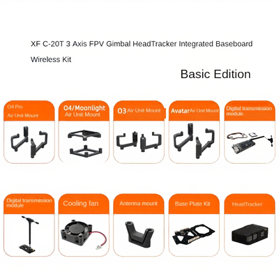 XF C-20T 3-Axis FPV Gimbal HeadTracker Integrated Baseboard All-In-One Edition for DJI O4/ O4 PRO/ DJIO3 with Wireless Kit