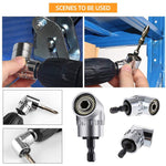 Drillpro 16Pcs/Set Flexible Drill Extension Hex Shank Drill Nut Driver Bit Set Bendable Drill Bit Extension+Universal Socket Adapter+Screwdriver Bit+Right Angle Drill Extension