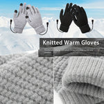 LinkMejor Knitted USB Heated Gloves Touch Screen Compatible 40-50°C Adjustable Warmth Removable Heating Pad Flexible Cable Thermal Winter Gloves