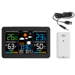Wireless Weather Station Indoor Outdoor Thermometer Hygrometer with Forecast Moon Phase Barometer Alarm 7 Buttons Backlight RF Sensor Large LCD Display