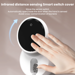 LinkMejor Smart Wall Mounted Toothbrush Sterilizer Punch-Free Single Toothbrush Dryer UV Sterilization with LED HD Display Automatic Induction Opening Closing