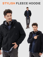 Auxo 4-Zone Men Heated Hoodie with 20000mAh DC & USB Power Bank, YKK Zip Up Fleece, Premium Carbon Hooded Sweatshirt Up to 20 Hours Warmth