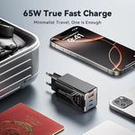 [GaN Tech] KUULAA KL-CD64 65W 3-Port USB PD Charger USB-A+2USB-C PD Fast Charging Wall Charger Adapter EU Plug US Plug for iPhone 16 16 Pro 15 14 13 Pro Max for Xiaomi 15 Ultra for Samsung Galaxy S25 Ultra for Huawei Pura X