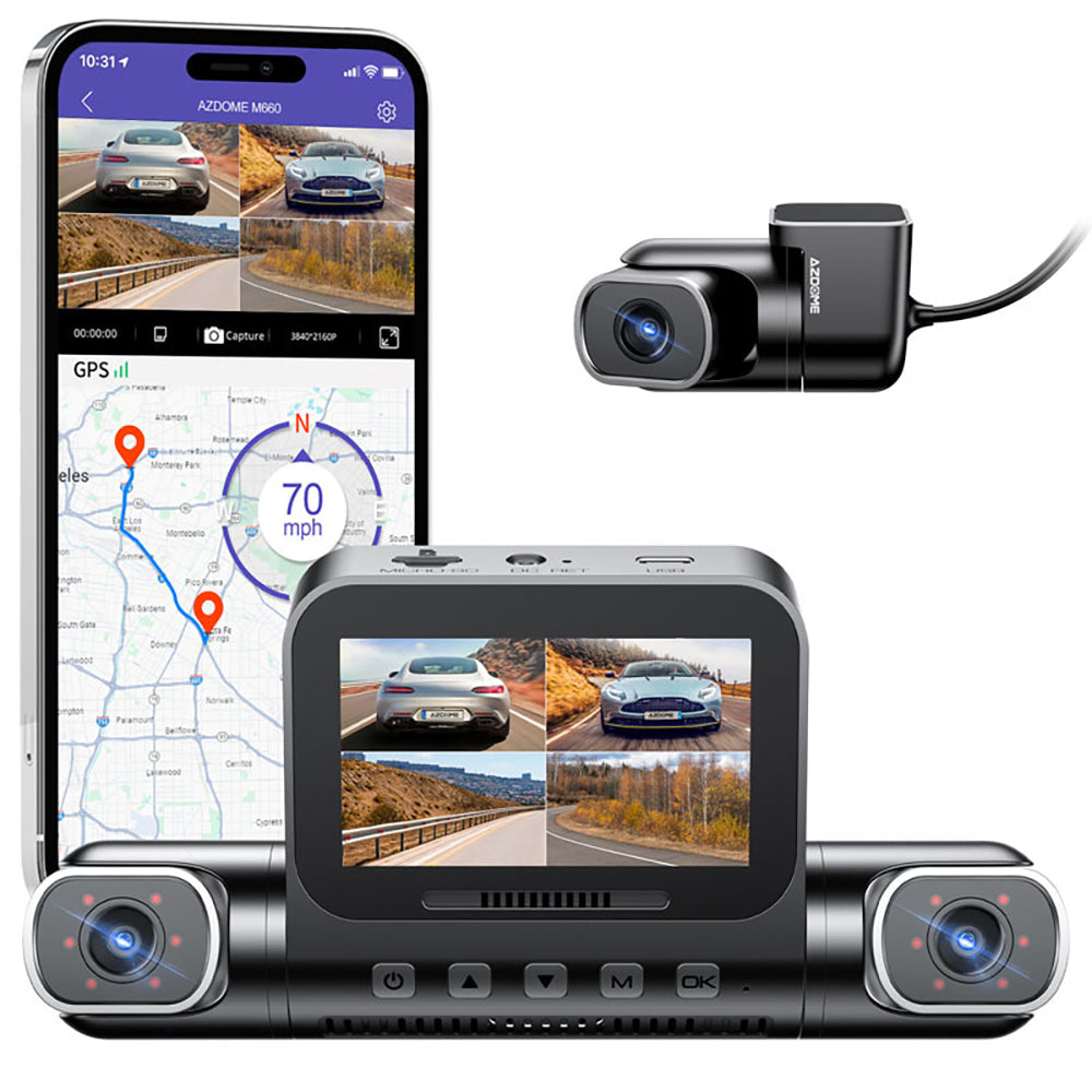 LinkMejor M660 4CH 4 Lens 2.4 Inch IPS Screen Driving Recorder WIFI GPS Driving Track Dash Cam Smart Voice Control Night Vision