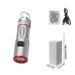 300LM Powerful EDC LED Keychain Flashlight With Battery Rechargeable Mini Torch Portable Work Light with Magnet Back Clip, Alloy Chain