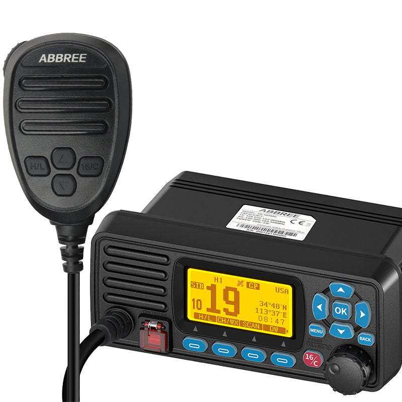 LinkMejor AR-509MG VHF Marine Radio Fixed Mount 25W with GPS Waterproof IP67 DCS Call USA/INT/CAN Marine Radio Channels for Fishing