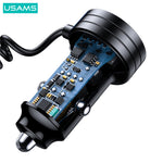 LinkMejor C33 60W 12-24V Car Charger USB Type C PD Fast Charge Hardware Plastic Belt with Aperture Spring Cable