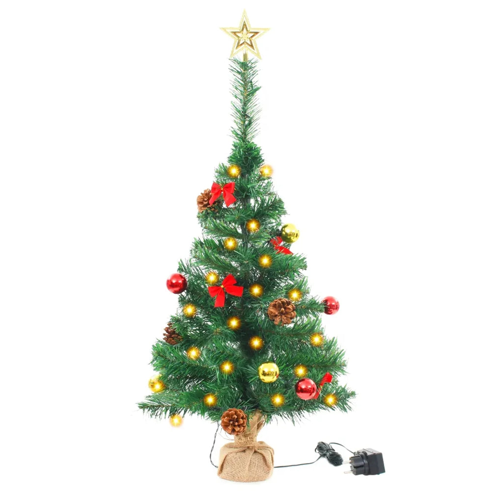 Artificial Christmas Tree with 20 LEDs, Easy Assembly Premium Spruce with Metal Stand and 60 Branchs for Home,Office,Party,Holiday Indoor Outdoor Decoration