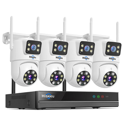 LinkMejor WK-4HS03 3K 6MP 5X Digital Zoom Dual Lens WiFi Camera with 10CH NVR Security Camera System Kit Full Color Night Vision Human Detection APP Remote Viewing P2P Video CCTV Surveillance Outdoor Camera System IP66 Waterproof