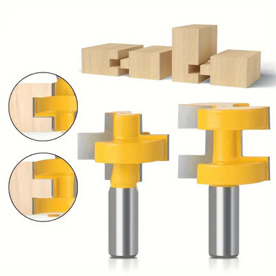 LinkMejor 2PCS 1/2 Inch Shank Tongue and Groove Joint Set Carbide Tipped Router Bits for Board Tabletops / Panels Joinery / Making Strip Flooring