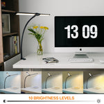 LinkMejor Desk Lamp 10 Brightness Levels Dimmable 3 Color Temperatures Eye Protection Study Work Reading Lamp Eye-friendly Computer Monitor Table Night Light