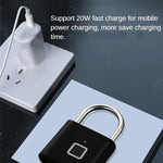 Intelligent Fingerprint Padlock Outdoor Waterproof Rust Proof Zinc Alloy 20 Fingerprints Capacity Type-C Fast Charging IP55 Security Lock
