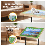 LinkMejor 1500 Piece Adult Puzzle Table Portable Wooden Puzzle Board Table with Drawers Adjustable Height 4 Tilt Angles Transparent Lid Non-Slip Felt Surface A Perfect Gift for Mom