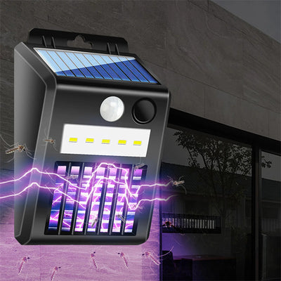 2-in-1 Solar Mosquito And Motion Sensor LED Light Outdoor Induction Wall Lamp Electric Insect Fly For Backyard Patio Camping