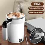 IPRee 380ML Detachable Automatic Magnetic Stirring Mug with Straw & Lid Stainless Steel Waterproof USB Electric Mixing Coffee Mug