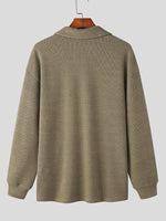 Mens Solid Knit Quarter Zip Long Sleeve Golf Shirt