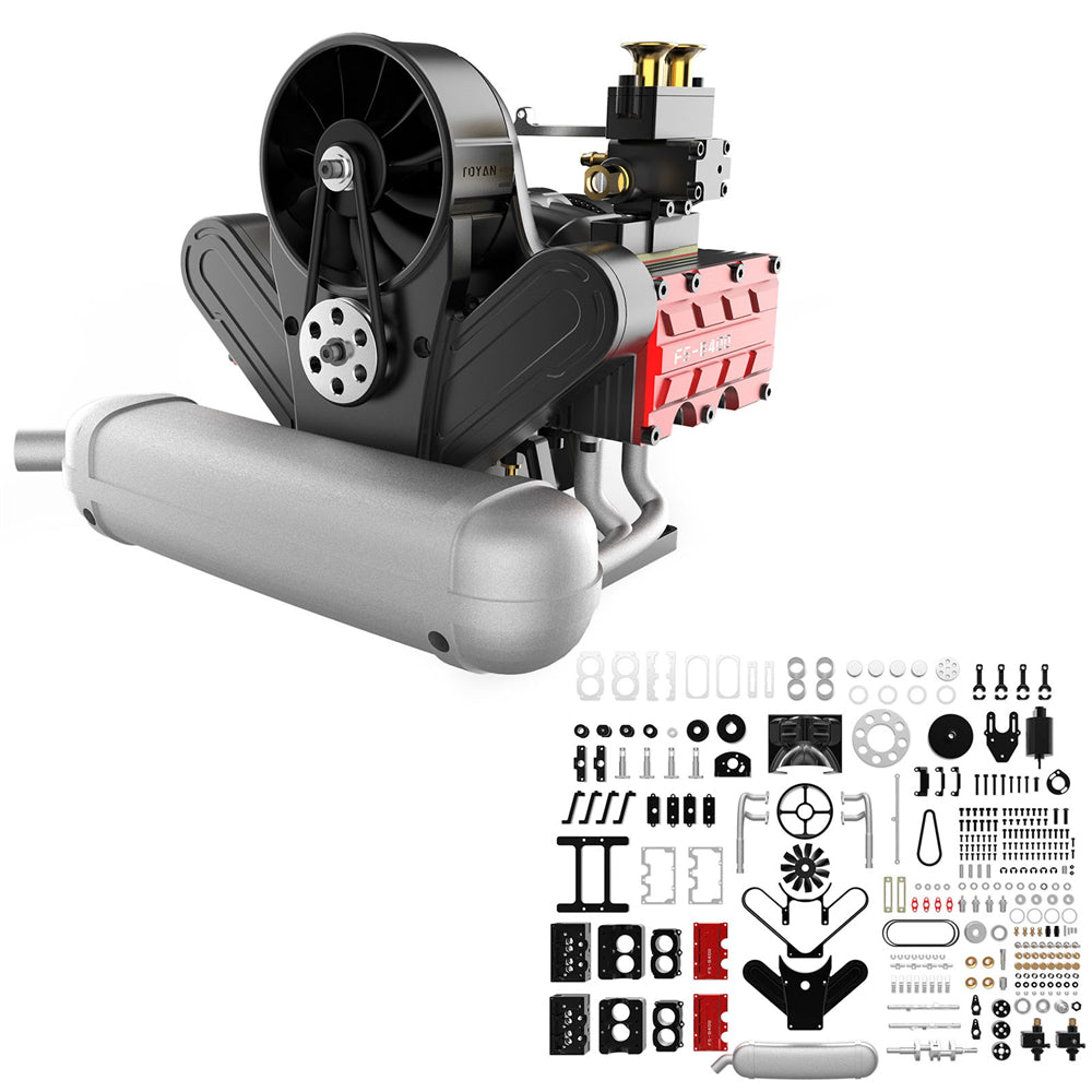 LinkMejor FS-B400 14cc Four-Stroke Horizontally Opposed Four-Cylinder Nitro Engine Assembly Kit Physics Experiment Science Education Toys