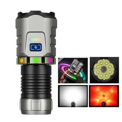 LinkMejor Super Bright 8 LED Flashlight USB Rechargeable Lamp with Magnet, Gyroscope Rotation Design Torch Outdoor Camping Powerful Lantern
