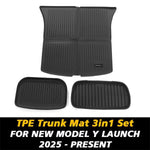 3PCS/Set For Tesla New Model Y Launch 2025 Juniper 2025+ Front and Back Trunk Mat TPE Carpet Waterproof Weather-resistant Pads Layer Mats