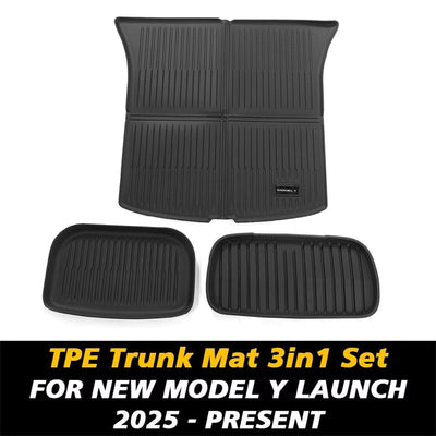 3PCS/Set For Tesla New Model Y Launch 2025 Juniper 2025+ Front and Back Trunk Mat TPE Carpet Waterproof Weather-resistant Pads Layer Mats