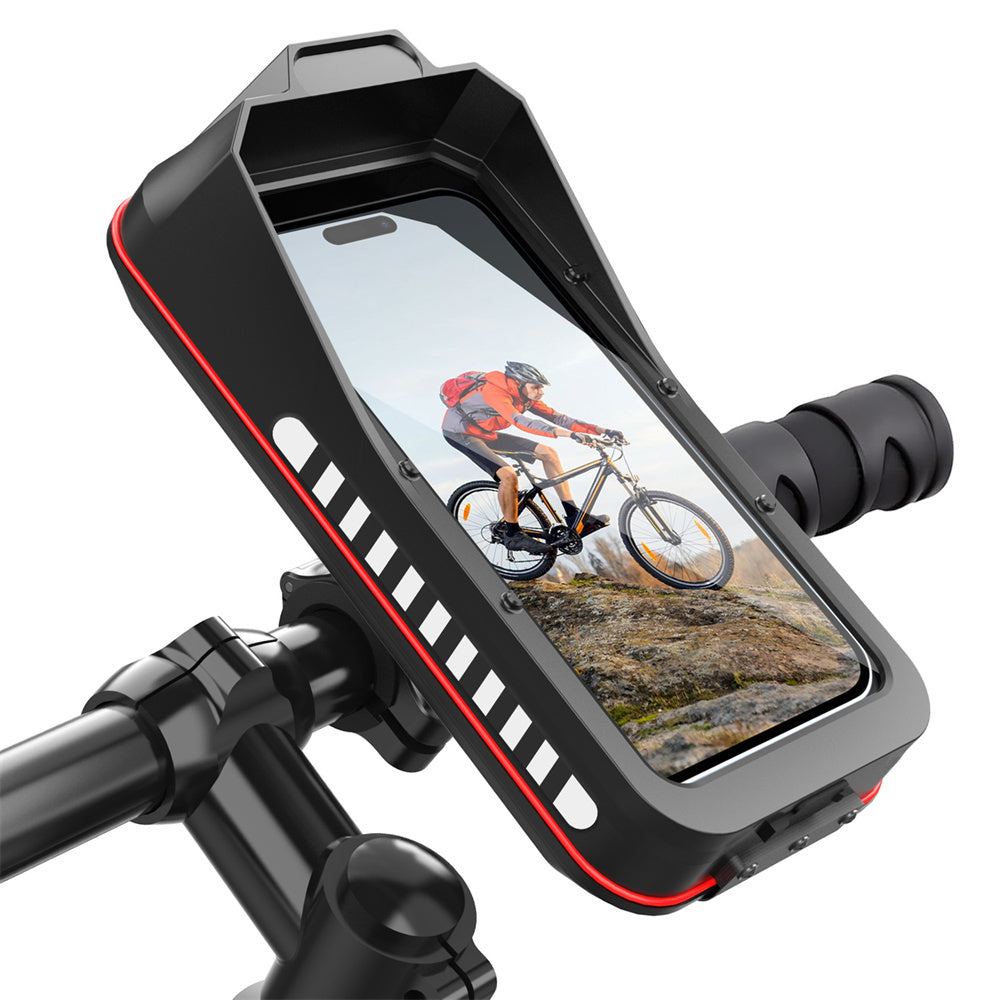 LinkMejor Bicycle Mobile Phone Holder for 4.7-7.0 inches Universal Waterproof Shock Absorber Multi-Functional Storage Bag Handlebar Stand for Outdoor MTB Motorcycle Navigation Riding