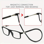 2pcs Magnetic Neck Mounted Lightweight Reading Glasses Adjustable Temples Anti-Fall Anti-drop Presbyopic Eyeglasses