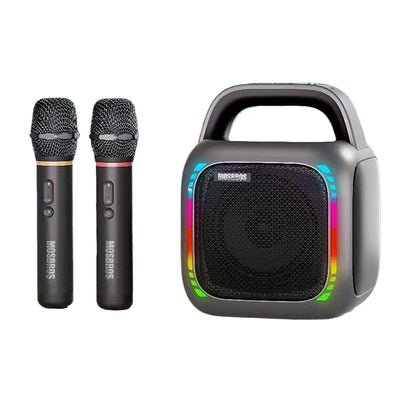 LinkMejor 50W bluetooth Speaker Portable Karaoke Speaker with Dual Microphones 360° HD Stereo Surround Sound RGB Light 8000mAh Battery TWS Pairing Support USB AUX TF Card Playback Wireless KTV Speakers