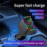 Y3 Car Audio Transmitter Bluetooth Music Player with Retractable Charging Cable and Fast Car Charger
