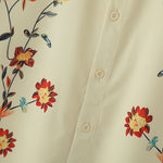 LinkMejor Mens Floral Print Lapel Collar Short Sleeve Shirt Casual Daily Button Up Lapel Top FOR Men S-5XL