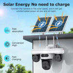 INQMEGA 9MP Tri-lens Solar Camera 4G EU Version Outdoor Wireless PTZ Color Night Vision Two-way Audio Waterproof AOV+PIR 2-in-1 Smart Home Surveillance CCTV Cameras