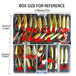 LinkMejor Hot Brilliant Metal Jig Spoon Fishing Lure Set 35pcs Wobblers Kit Pike Spoon Bait Fishing Tackle for Lake River Sea