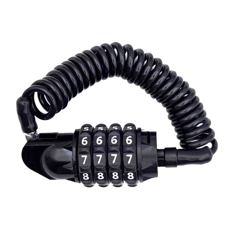 LinkMejor Coiled Bike Lock 4-Digit Combination Anti-Theft Security Cable 1.5M Retractable Lock for Bicycle Helmet Scooter