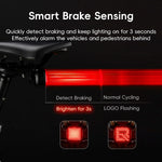 LinkMejor Smart Bicycle Brake Sensing Taillight 12 Light Modes Vibration Sync Feedback IPX6 Waterproof USB Rechargeable Safe Rear Light for MTB Road Bike Cycling