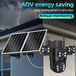 Guudgo 2MP+2MP+2MP+2MP Four Lens Solar Camera 5X Zoom 4G AOV Outdoor Security Camera 360 Degree Smart Night Vision Waterproof Camera