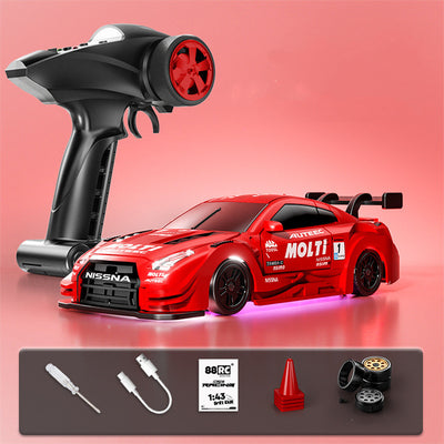 88RC RC43-A1 RTR 1/43 2.4G 4WD Drift RC Car Gyro Alloy Body Shell Desktop Full Proportional Mini Race LED Light Radio Control High-Speed Motor On-Road Racing Vehicle Model Boys Gifts Toys