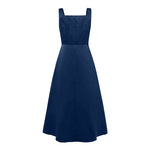LinkMejor Womens Collect Waist A-Line Sundress Elegant Party Square Neck Tank Dress