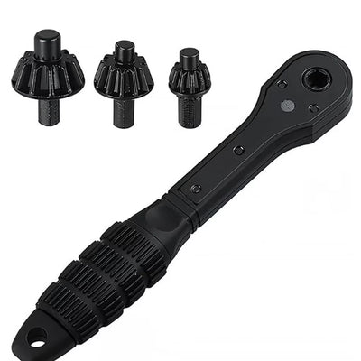 Universal Ratchet Drill Chuck Key 3 Socket Sizes 1.5-10mm 1.5-13mm 3-16mm 45 Steel Rubber Handle Dual Head Wrench for Electric Cordless Bench Drills