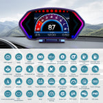 6-inch LCD Screen P3 Car Head Up Display 36 Function OBD+GPS Dual System HUD Slope Meter Accelerometer Breathing Ambient Light